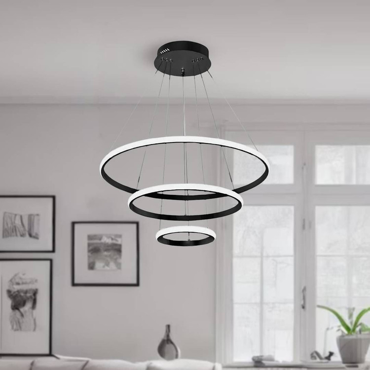 لوستر حلقه اي بدنه مشکي چند رنگ F6602